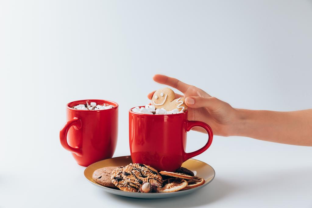 Zencefilli kurabiye adam kakao fincan - Fotoğraf, Görsel
