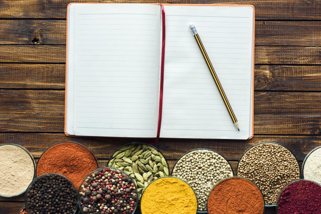 notebook for recipes with pencil - Photo, Image
