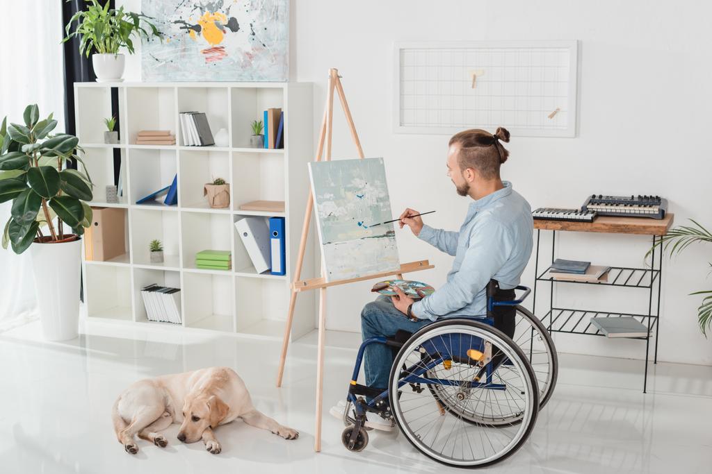 gehandicapte man schilderij - Foto, afbeelding