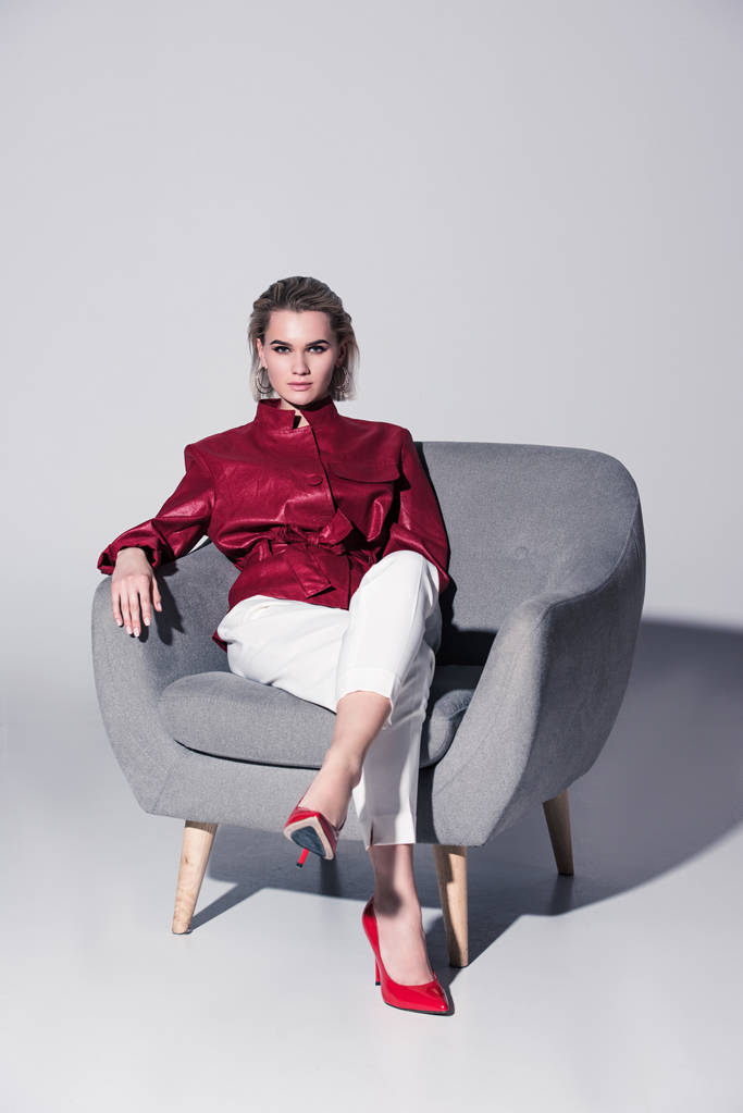 fashionable girl in armchair - Photo, Image