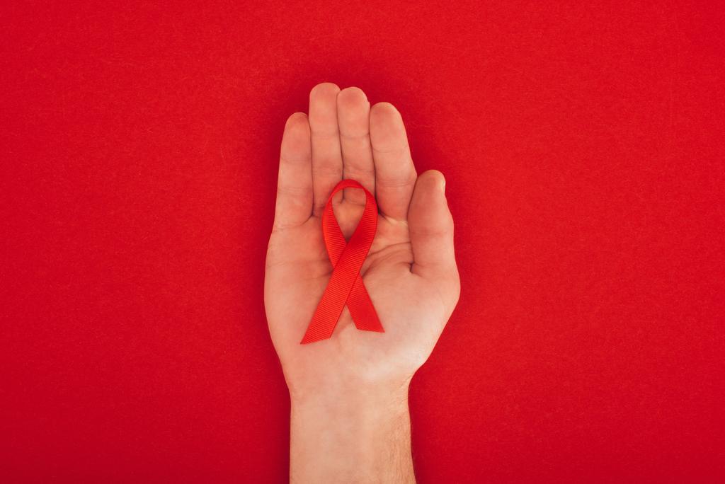 hand with aids ribbon - Photo, Image