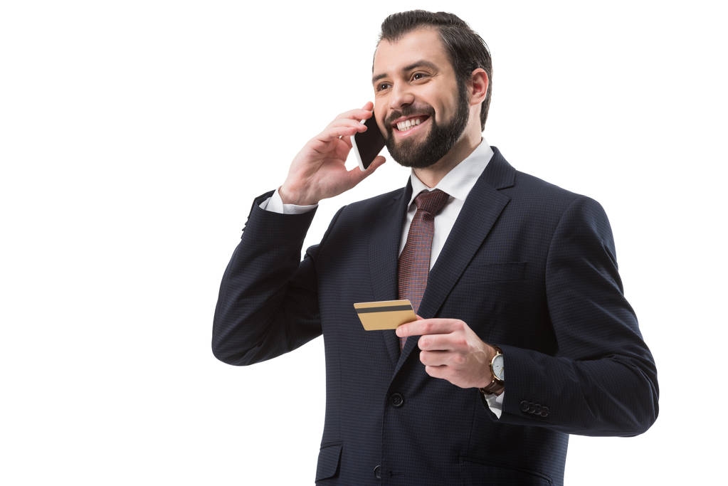businessman with credit card and smartphone - Photo, Image