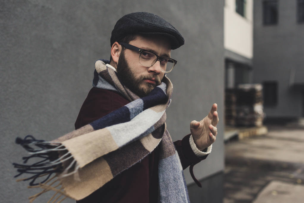 bearded man in scarf - Photo, Image