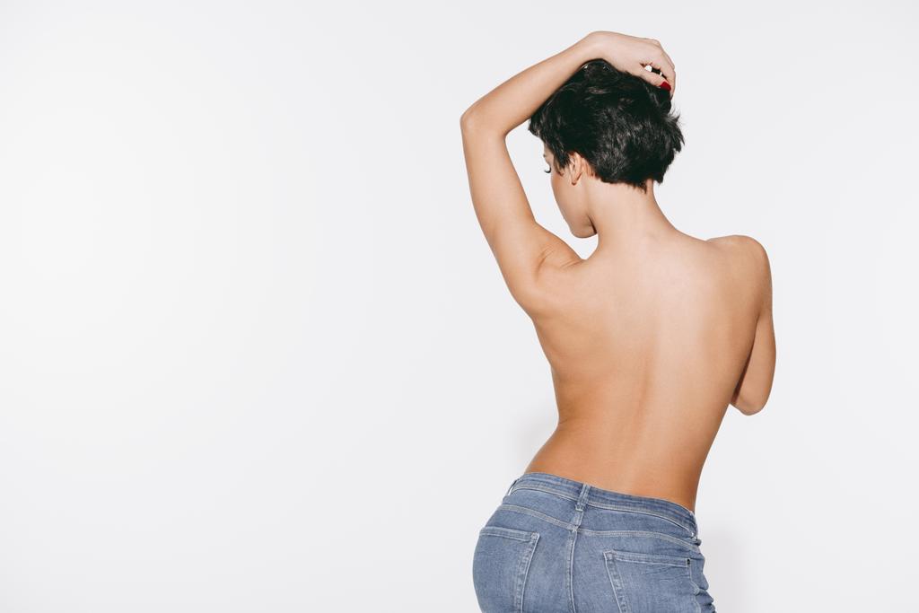Topless menina em jeans
 - Foto, Imagem