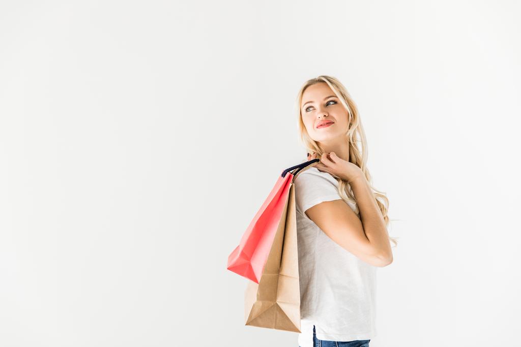 mladá žena s nákupními taškami - Fotografie, Obrázek