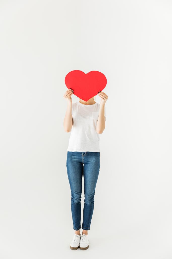 Tyttö punainen sydän symboli
 - Valokuva, kuva