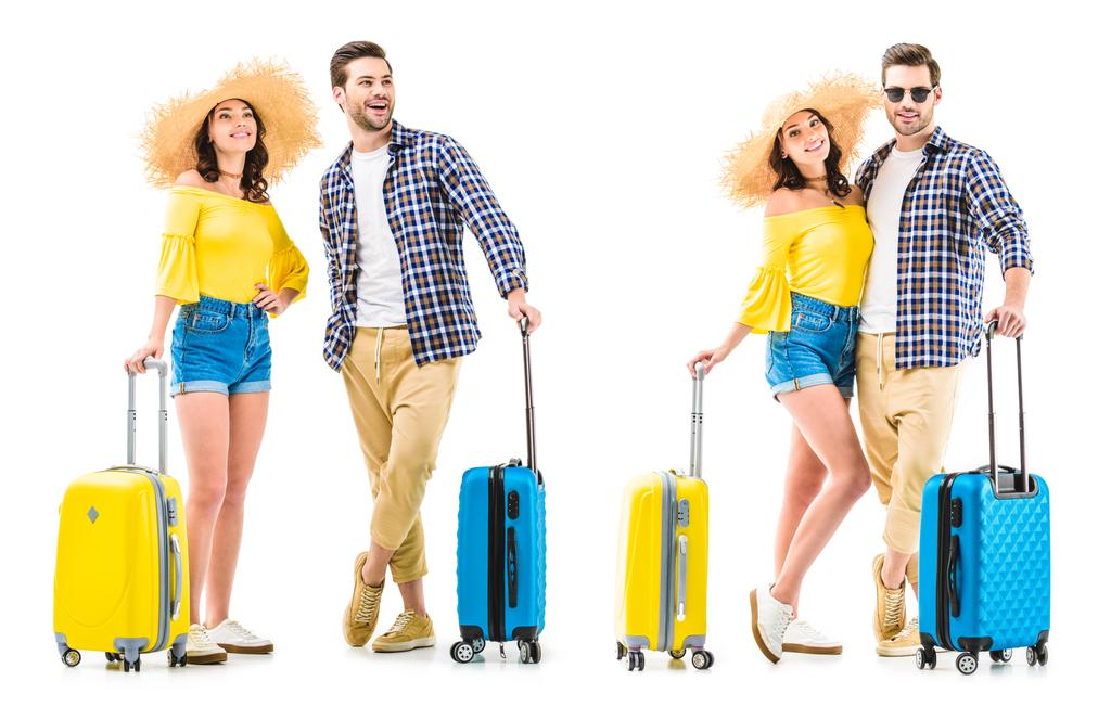 couple of tourists holding luggages - Photo, Image