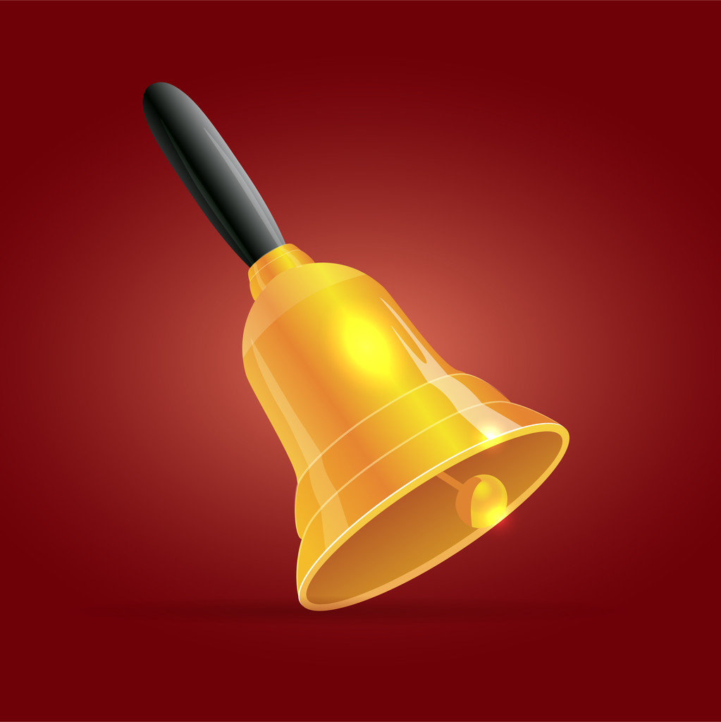 Vector illustration of bell with black handle. - Vector, Image
