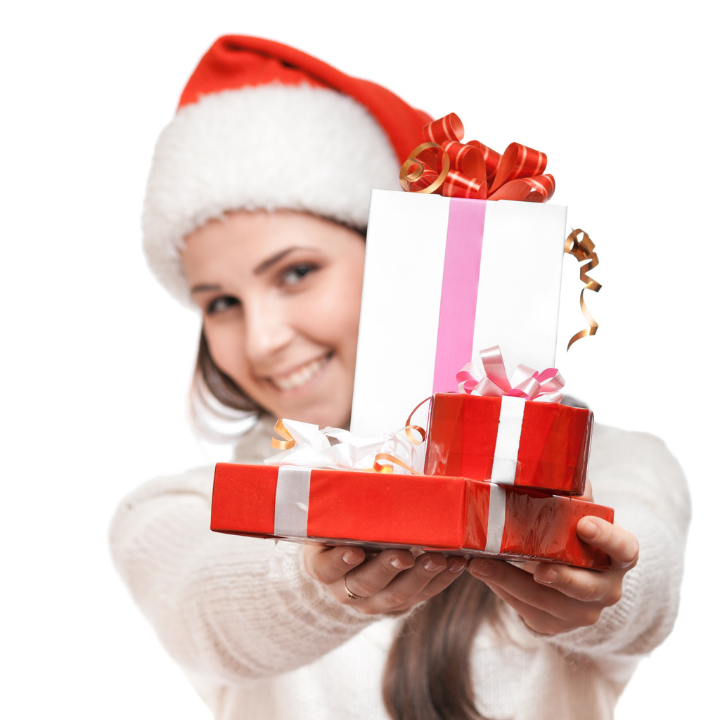 Красивая девушка дарит подарки
 - Фото, изображение