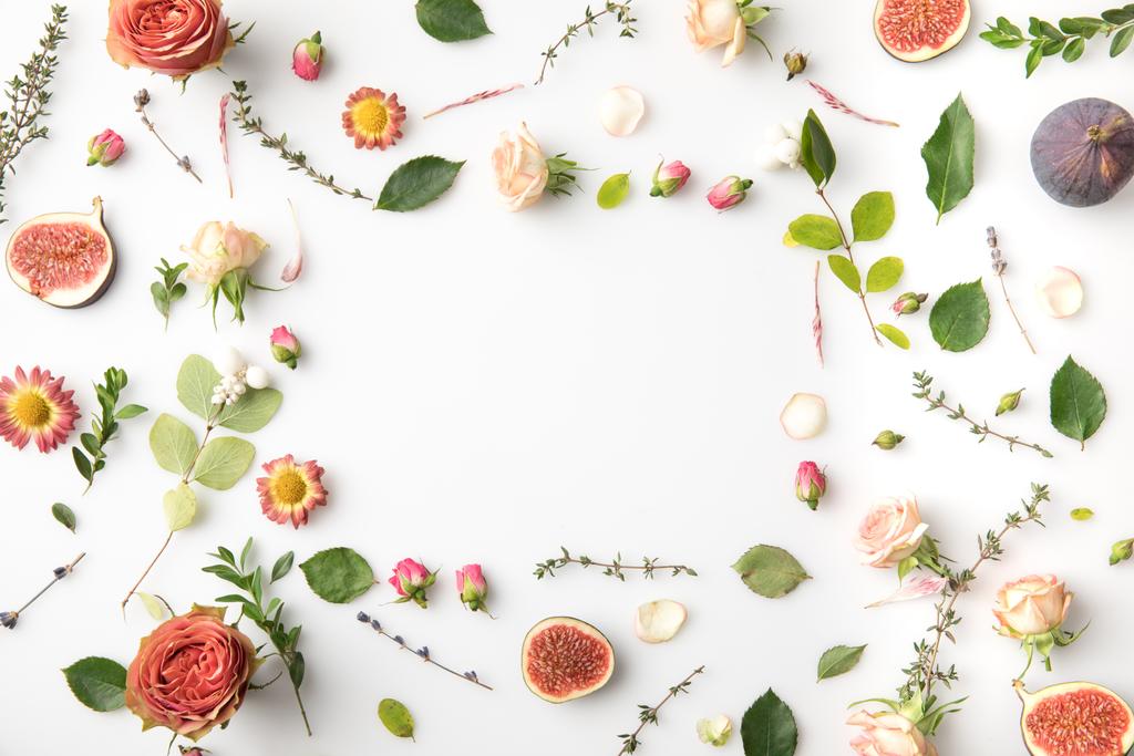 floral concept with flowers and figs - Photo, Image