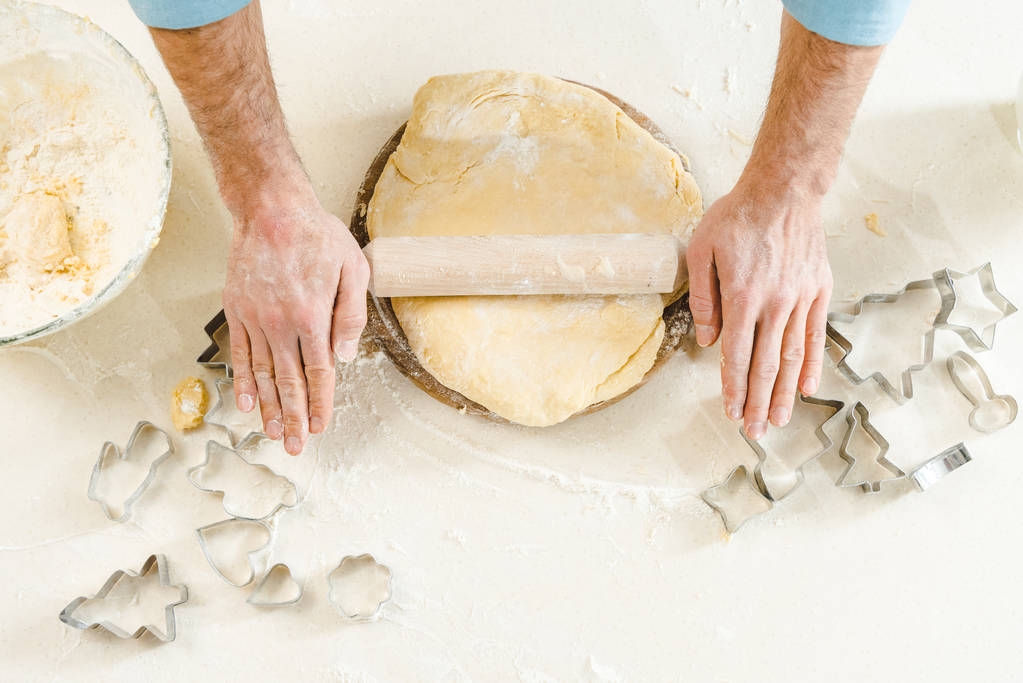 male hands rolling dough - Photo, Image