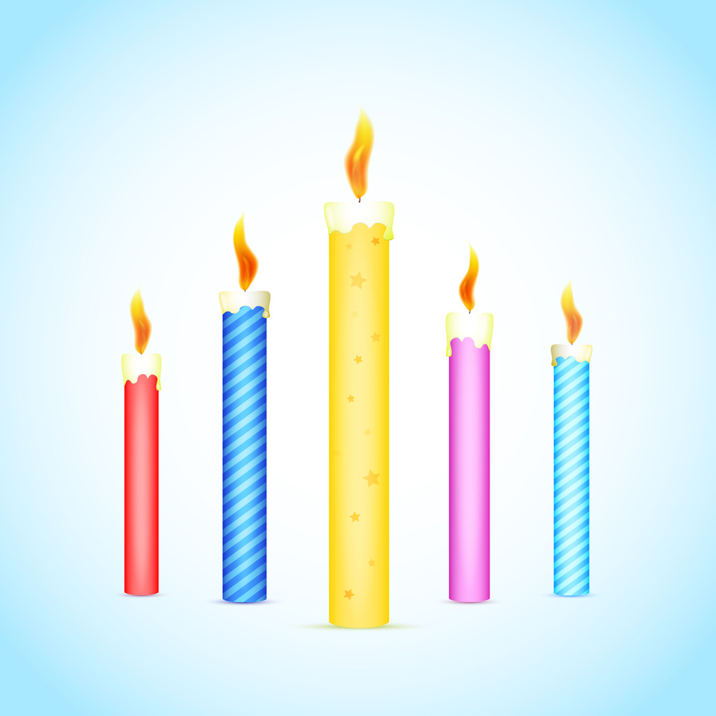 Bougies brûlantes colorées. Illustration vectorielle
 - Vecteur, image