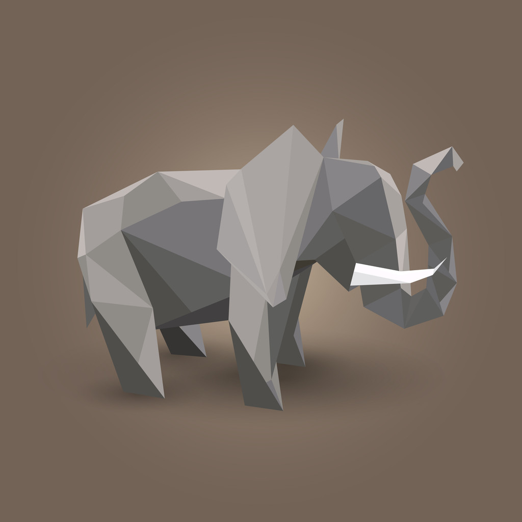 Ilustração vetorial de elefante origami
. - Vetor, Imagem