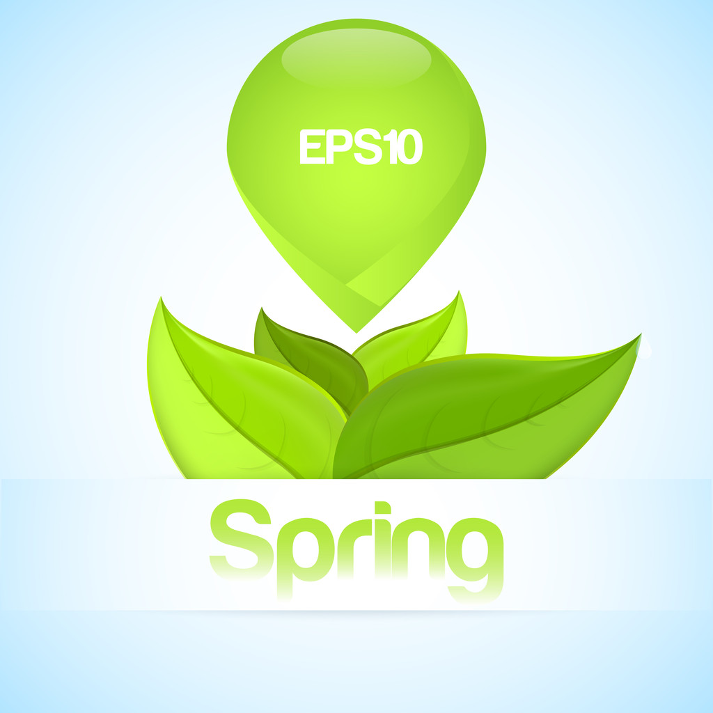 Vector spring background with leaves. - Vector, Image