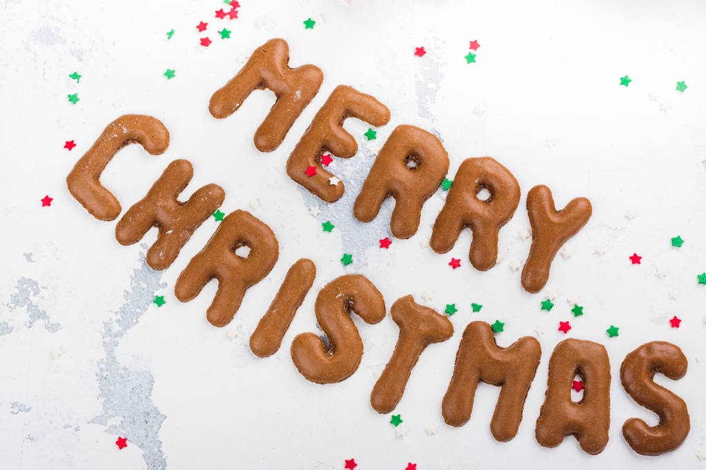 Christmas cookies on festive decorated background - Photo, Image