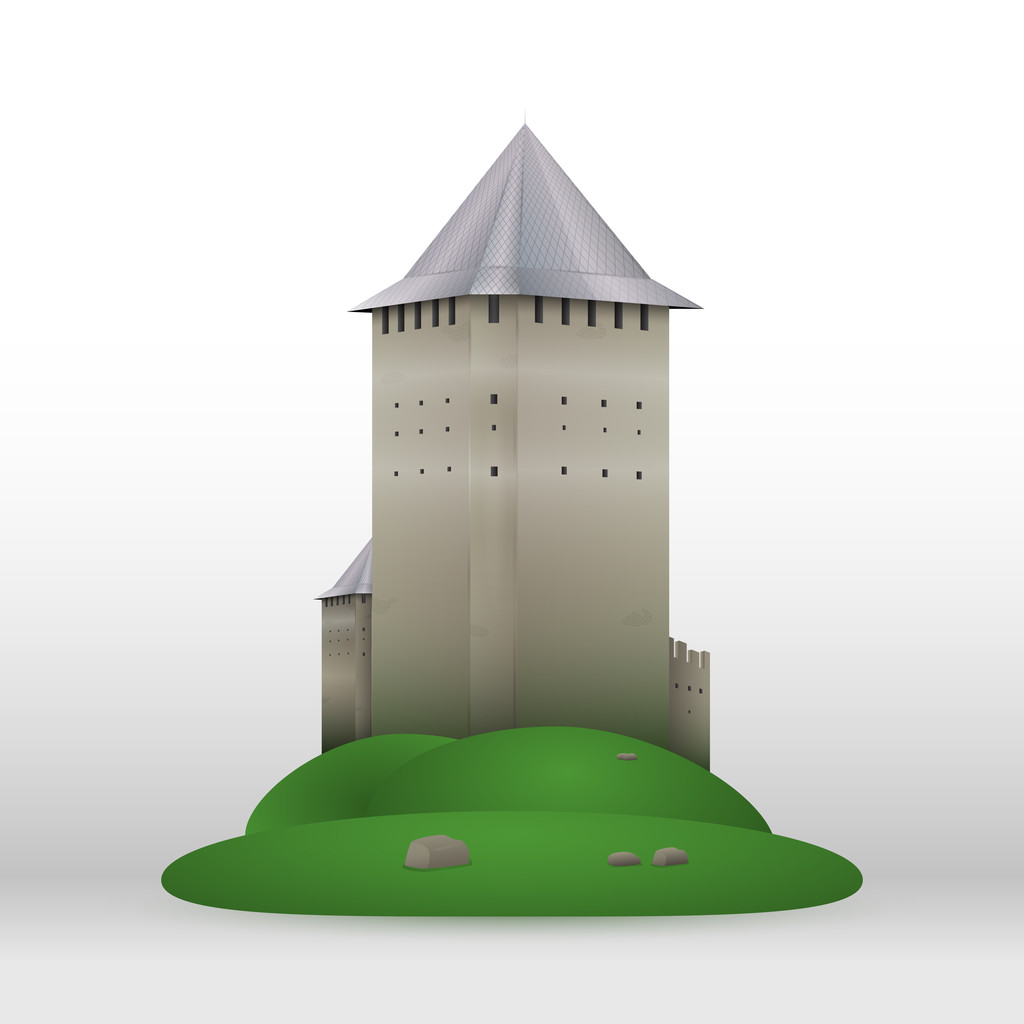 Vector castle on green hill. - Vector, Image