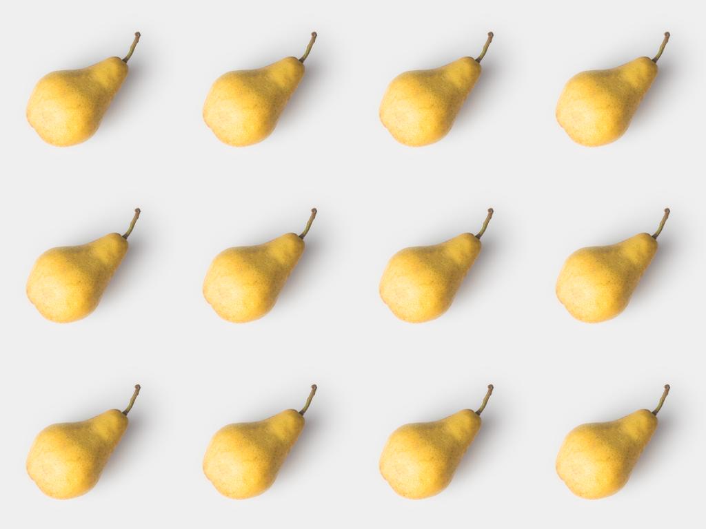 patrón de deliciosas peras aisladas en blanco
 - Foto, Imagen