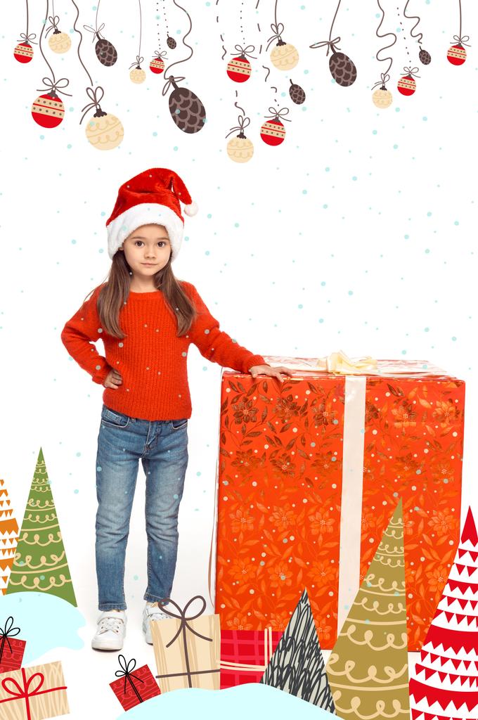 dziecko z wielki świąteczny prezent - Zdjęcie, obraz