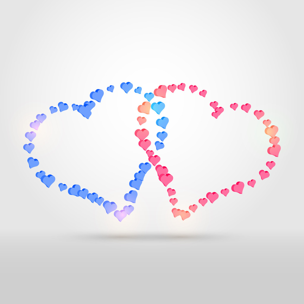 Vector background with two hearts. - Vector, Image