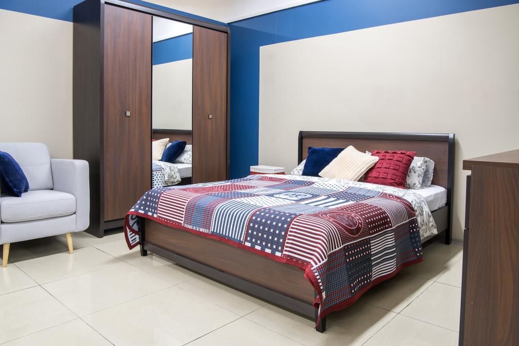 aconchegante interior quarto moderno com cama
 - Foto, Imagem