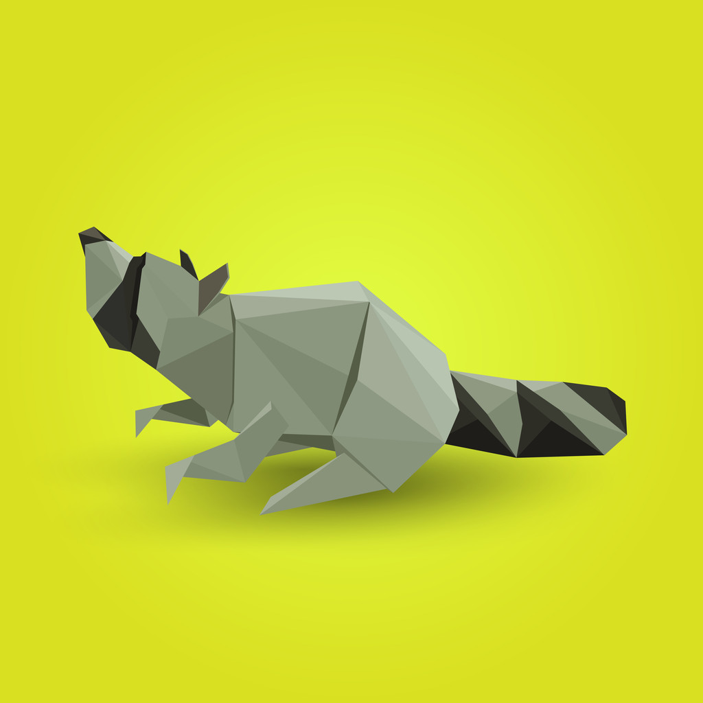 Vector illustration of origami raccoon. - Vector, Image