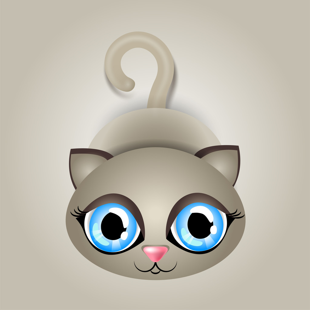 Ilustración vectorial de un gato con grandes ojos azules
 - Vector, imagen
