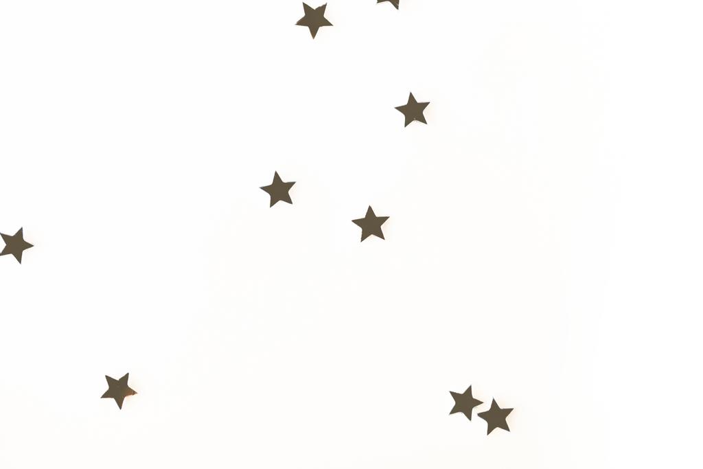 christmas golden confetti stars isolated on white background - Photo, Image