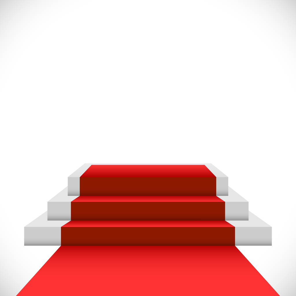 Vazio pódio de três passos com tapete vermelho
 - Vetor, Imagem