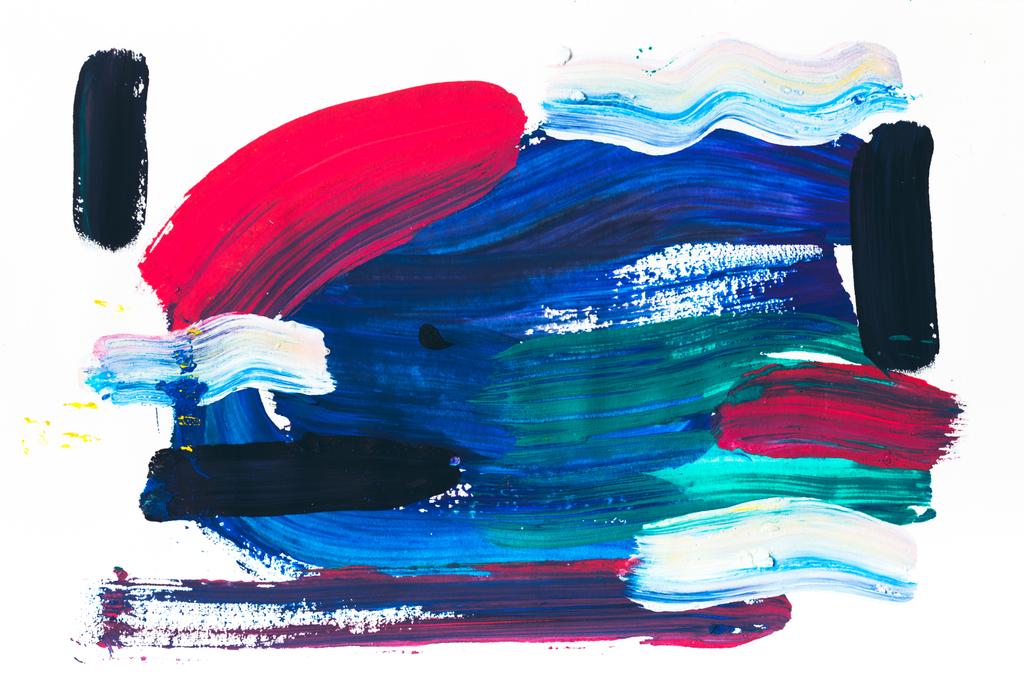 abstract painting with various colorful brush strokes on white - Photo, Image
