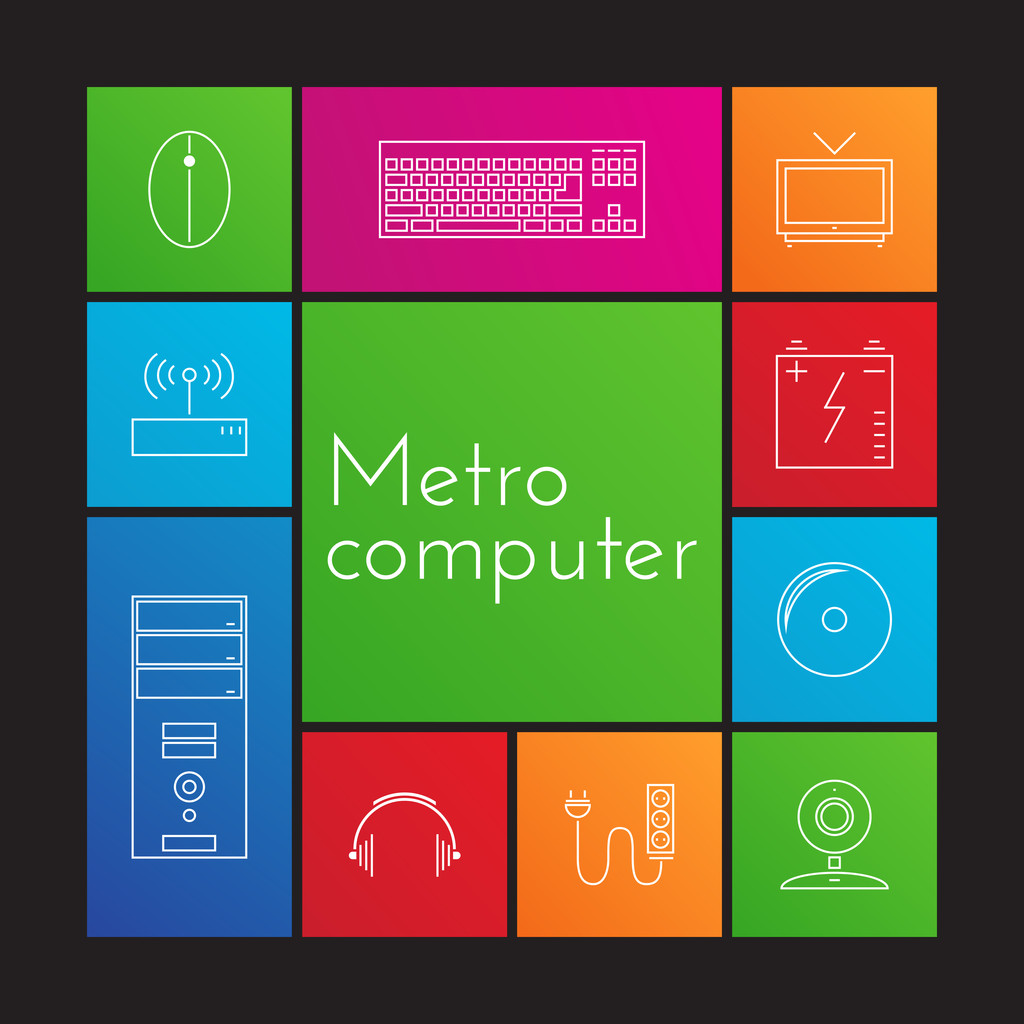 Vector set of computer icons. - Vector, Image