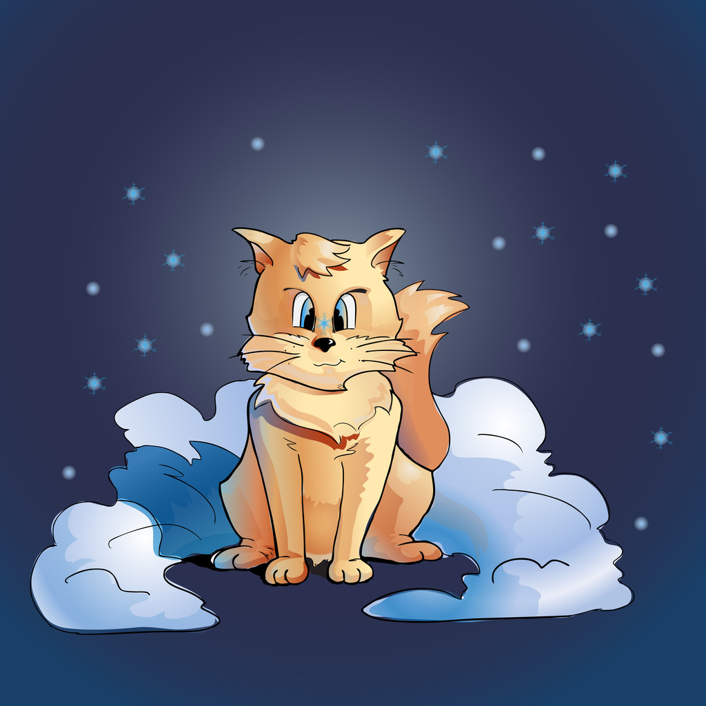 Chat assis dans la neige. Illustration vectorielle
. - Vecteur, image