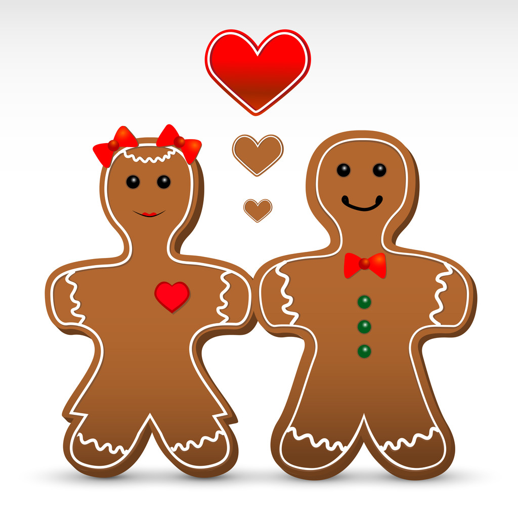 Gingerbread boy and girl cookies. Vector illustration. - Vector, Image