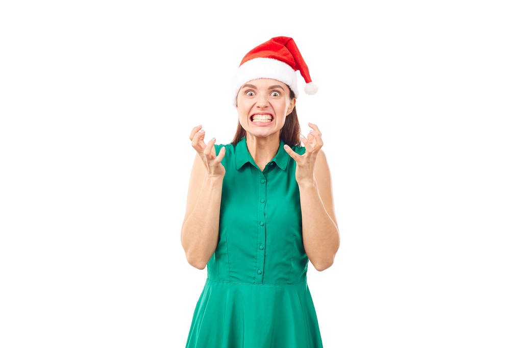 Frau mit Weihnachtsmütze - Foto, Bild
