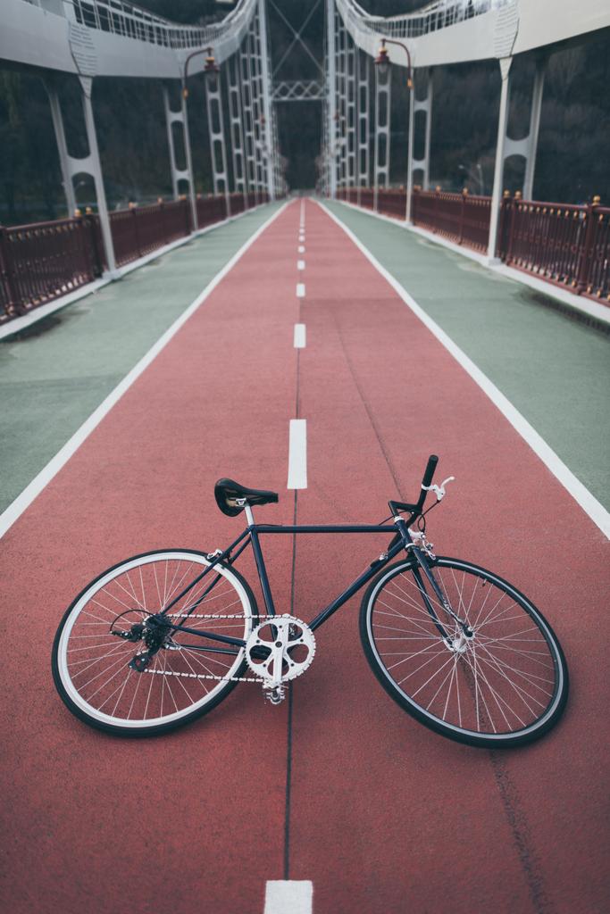 вінтажний велосипед на пішохідному мосту
 - Фото, зображення