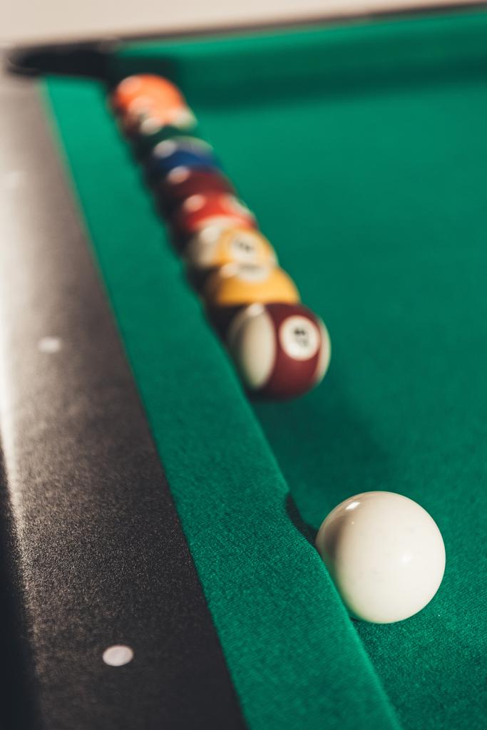 Closeup biljartballen op gokken tabel - Foto, afbeelding