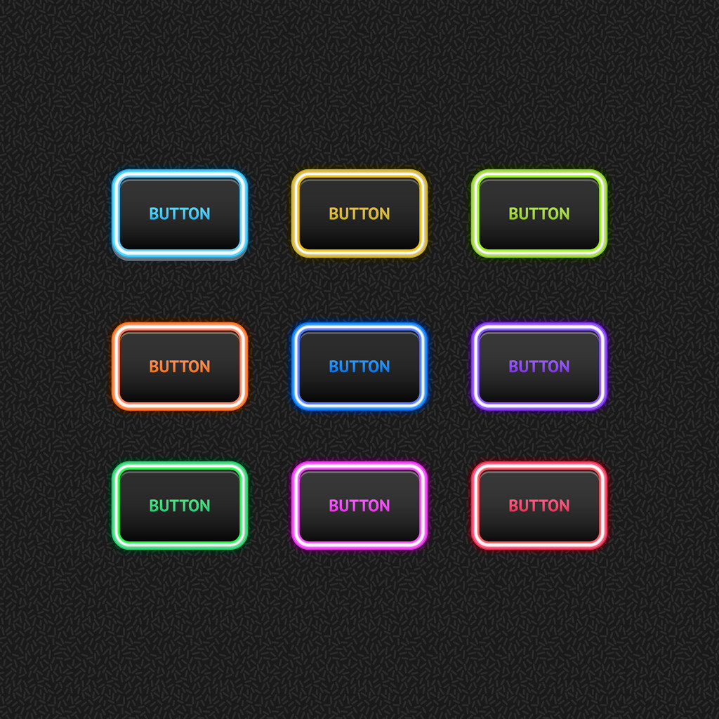 Colored buttons on black background. - Vector, Image