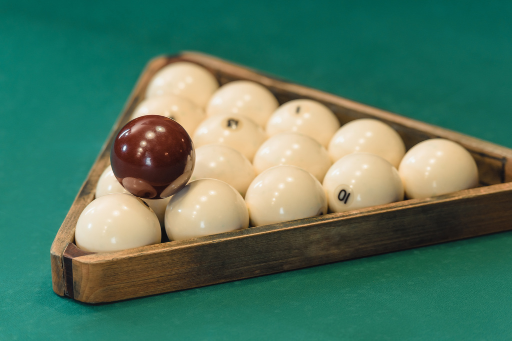 closeup view of russian pool balls set in triangle - Photo, Image