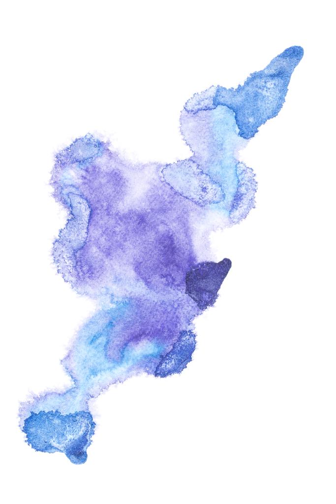 Mavi suluboya boya lekesi beyaz ile soyut resim  - Fotoğraf, Görsel
