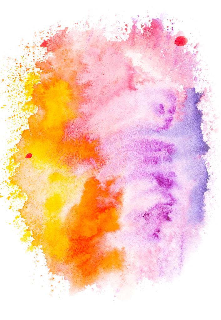 Abstract painting with colorful bright watercolor paint blots on white   - Photo, Image