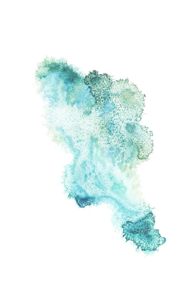 Abstract painting with turquoise paint blots on white  - Photo, Image