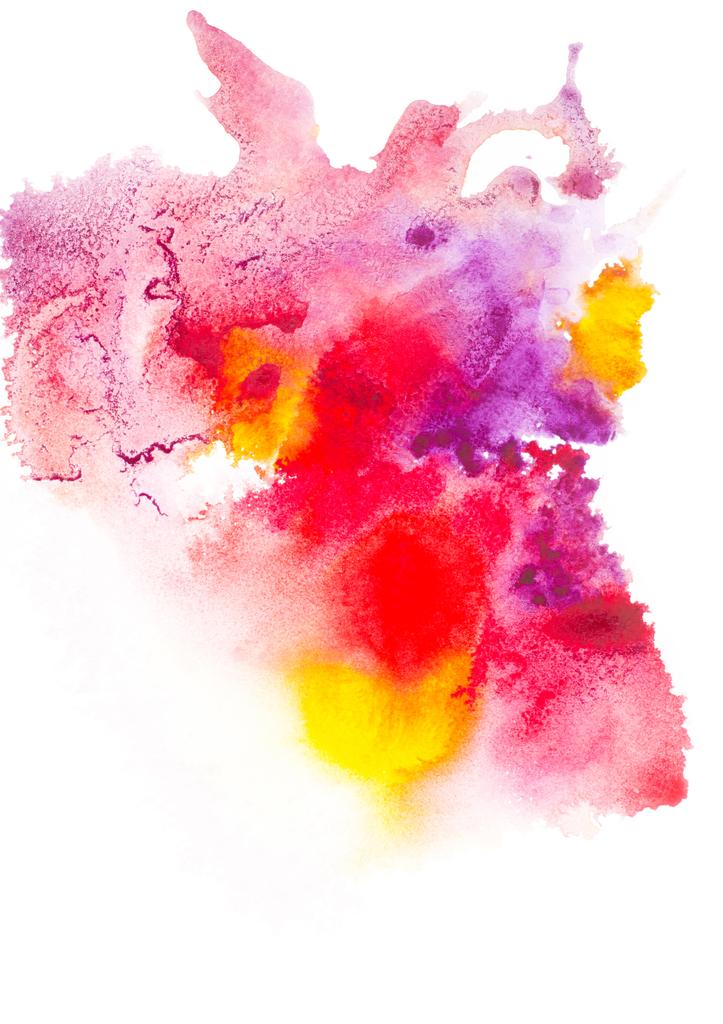 Абстрактная живопись с красочными пятнами акварельной краски на белом
  - Фото, изображение