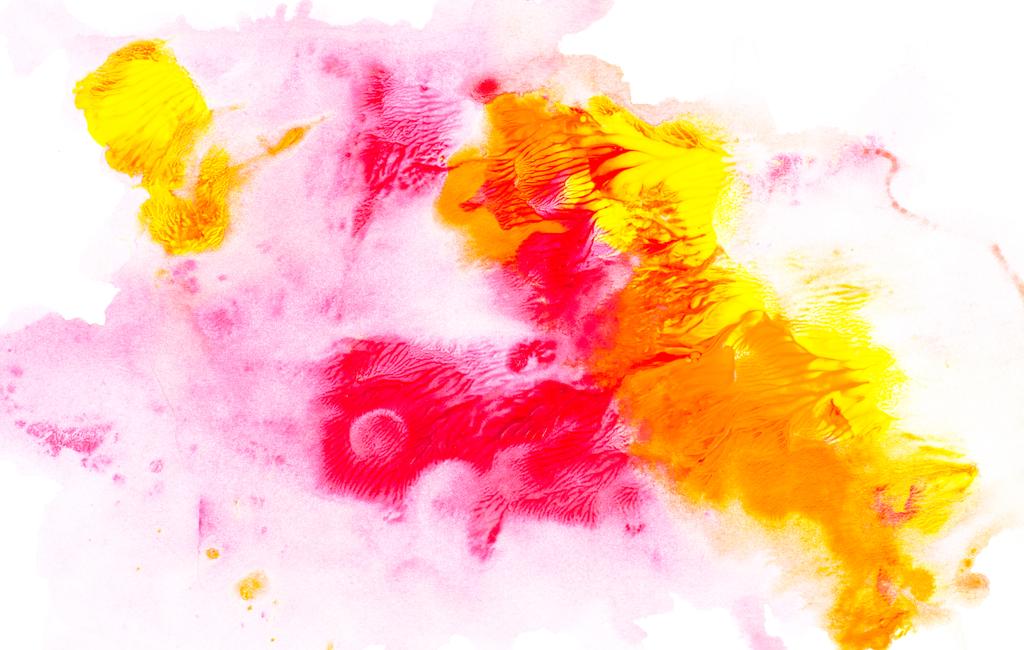 Абстрактная живопись с яркими красочными пятнами на белом
  - Фото, изображение