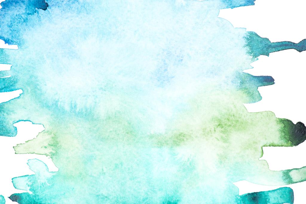 Abstraktní malba s tahy, modré a zelené barvy na bílém  - Fotografie, Obrázek
