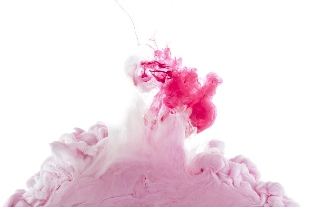 close-up view of pink paint splashes isolated on white - Photo, Image