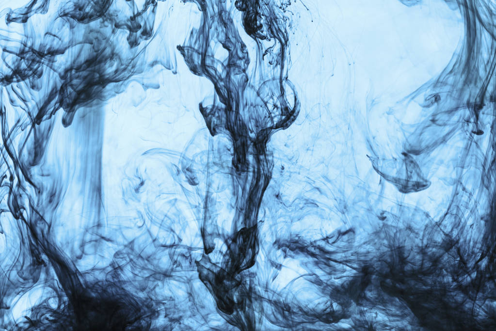 background with swirls of blue paint in water - Photo, Image