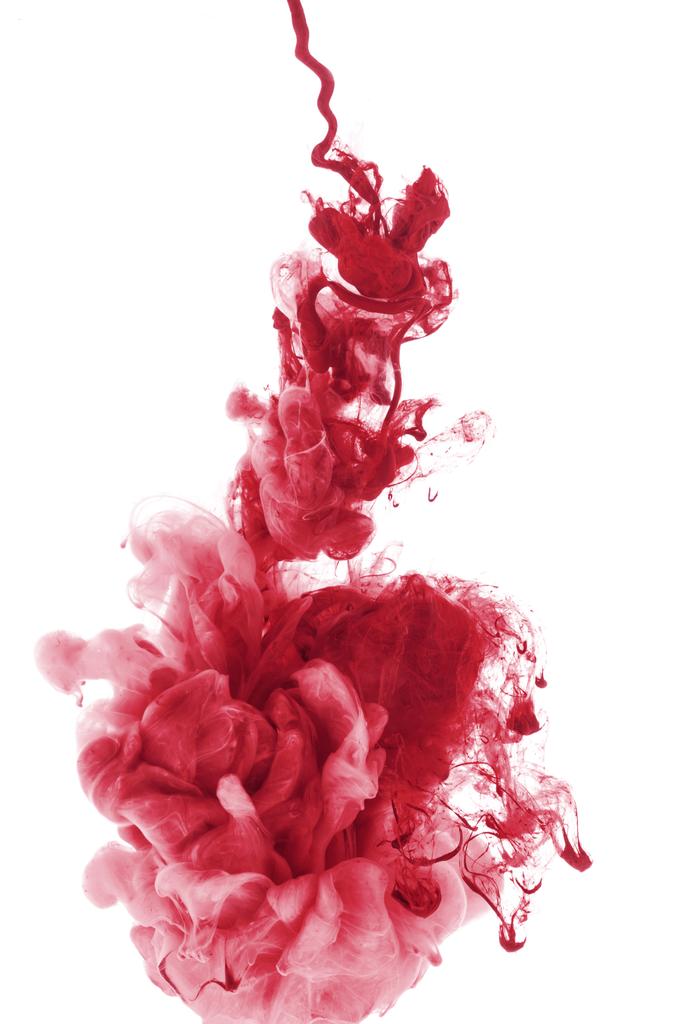 spruzzi di vernice rossa in acqua, isolato su bianco
 - Foto, immagini