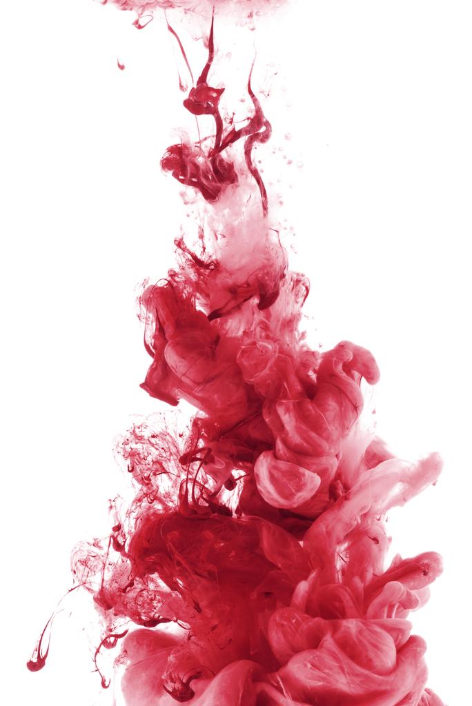 red paint splash in water, isolated on white - Photo, Image