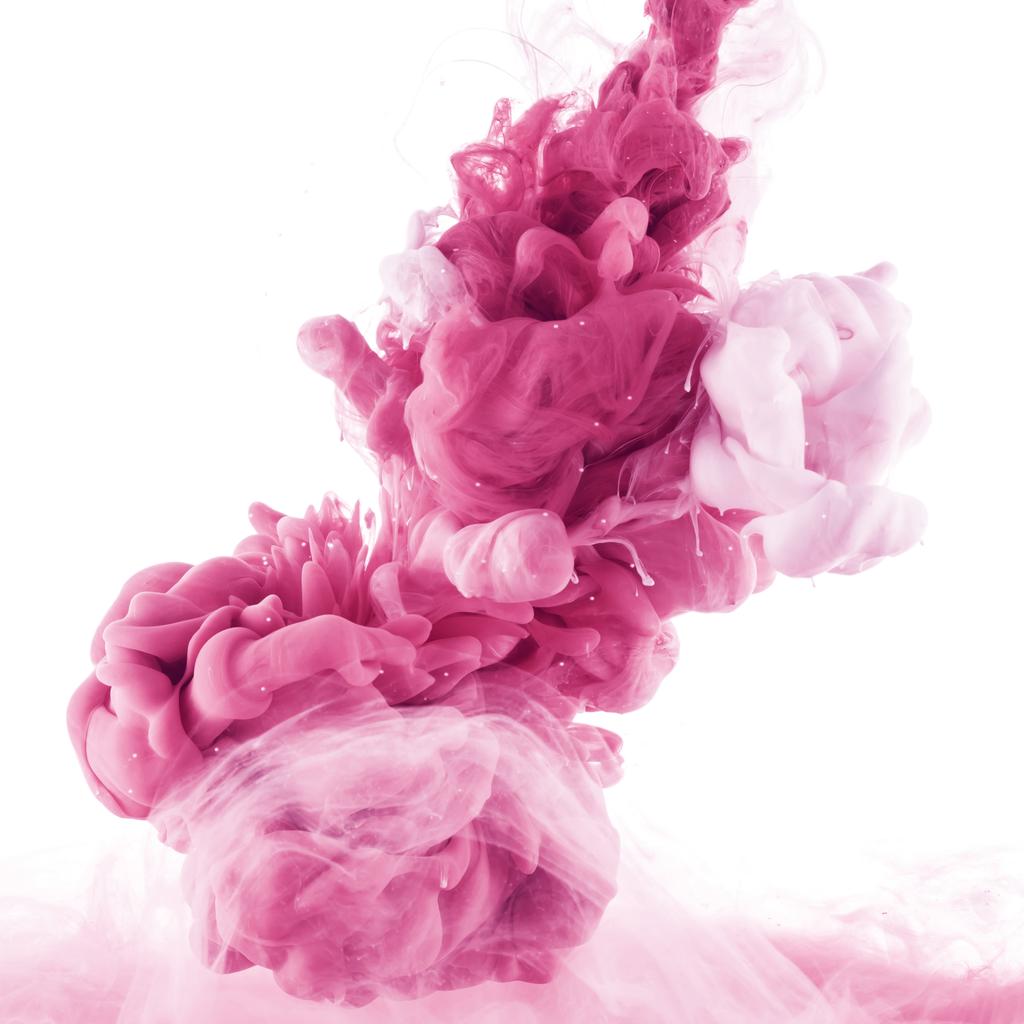 close up view of pink and light pink paint splashes in water, isolated on white - Photo, Image