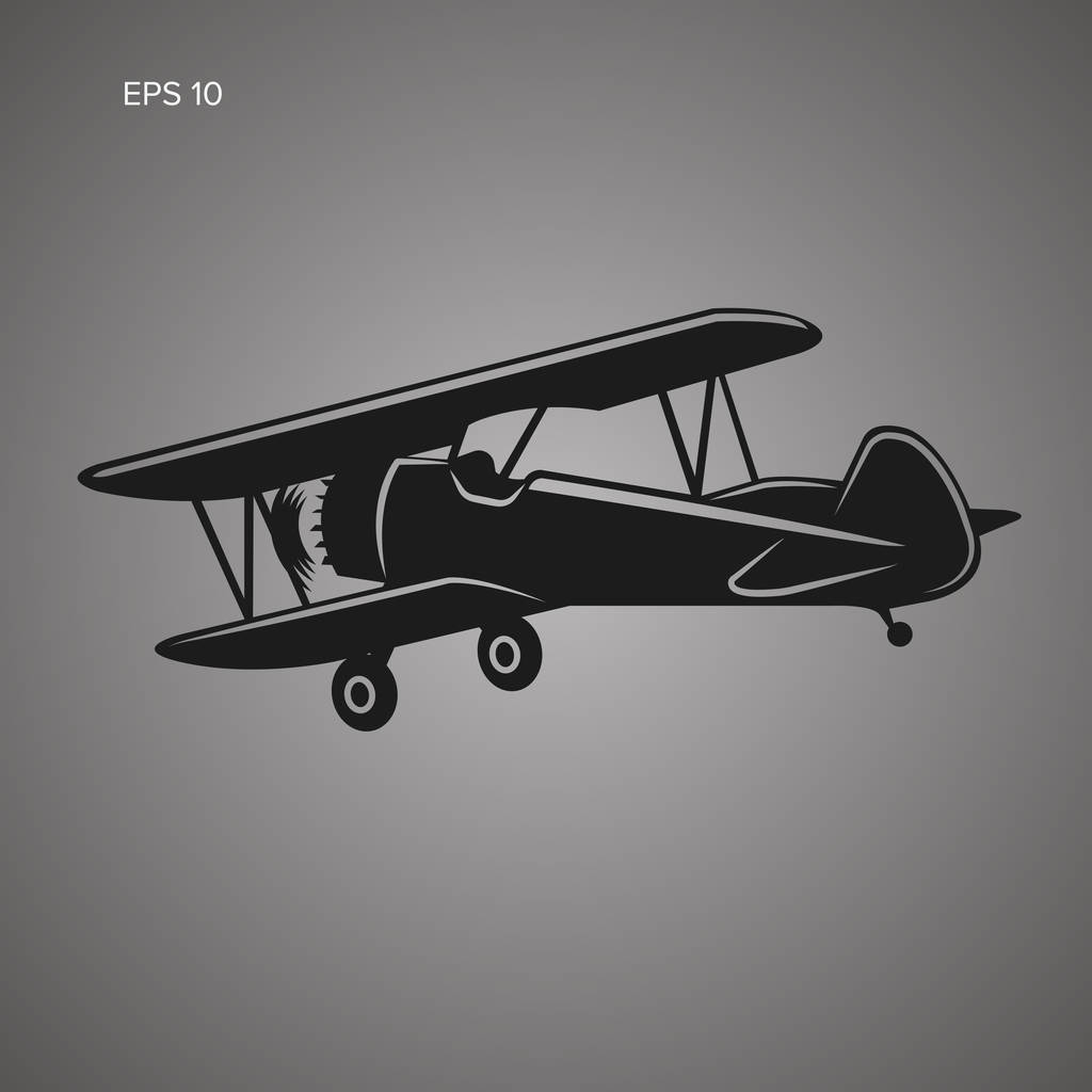レトロな複葉機平面ベクトルのアイコン。ビンテージのピストン エンジン飛行機 - ベクター画像