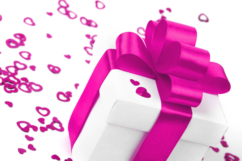 Geschenkboxen mit textilen Herzen, Valentinstag-Konzept - Foto, Bild